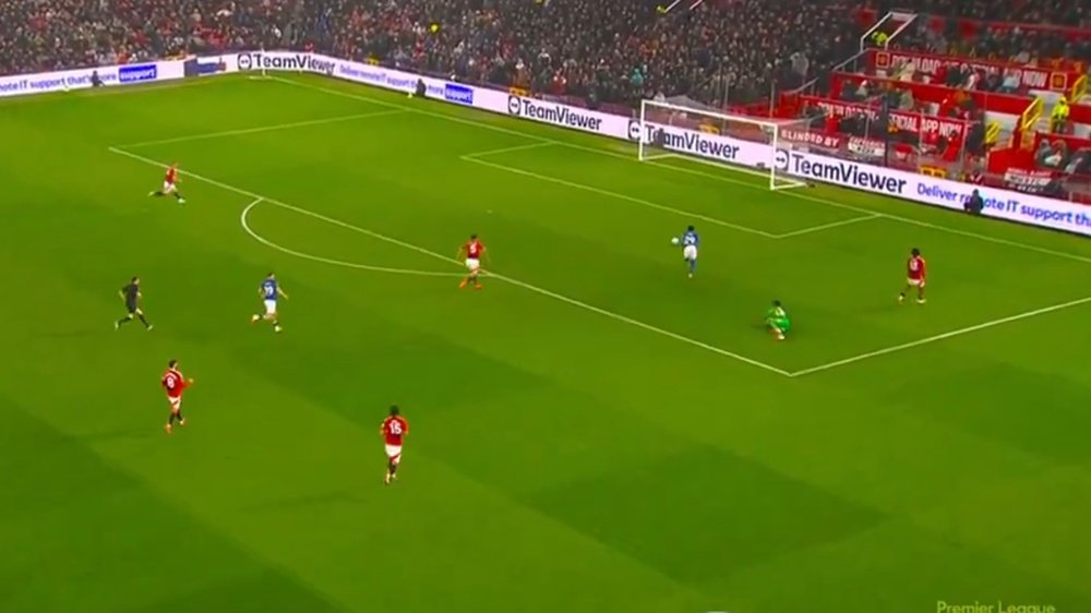 Dorgu gifted Ipswich the lead at Old Trafford. Screenshot/DAZN