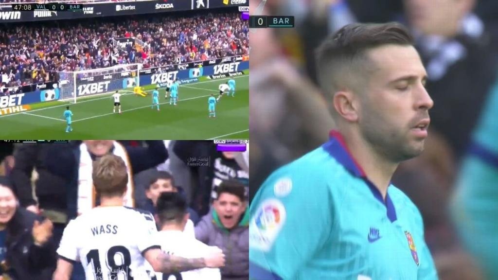 Valencia took the lead against Barcelona at the Camp Nou. Captura/beINSports/ESPN
