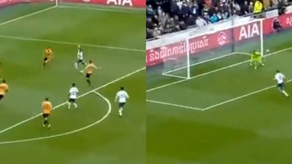 Le sublime but de Serge Aurier avec Tottenham. Captures/DAZN