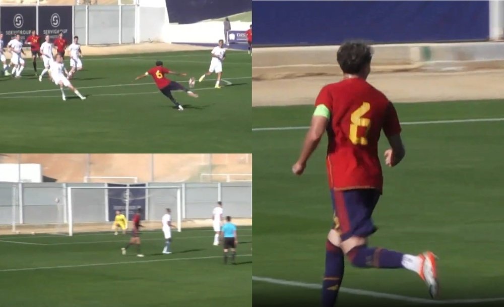 El golazo de Gerard Hernández con la Sub 19. Capturas/RFEF