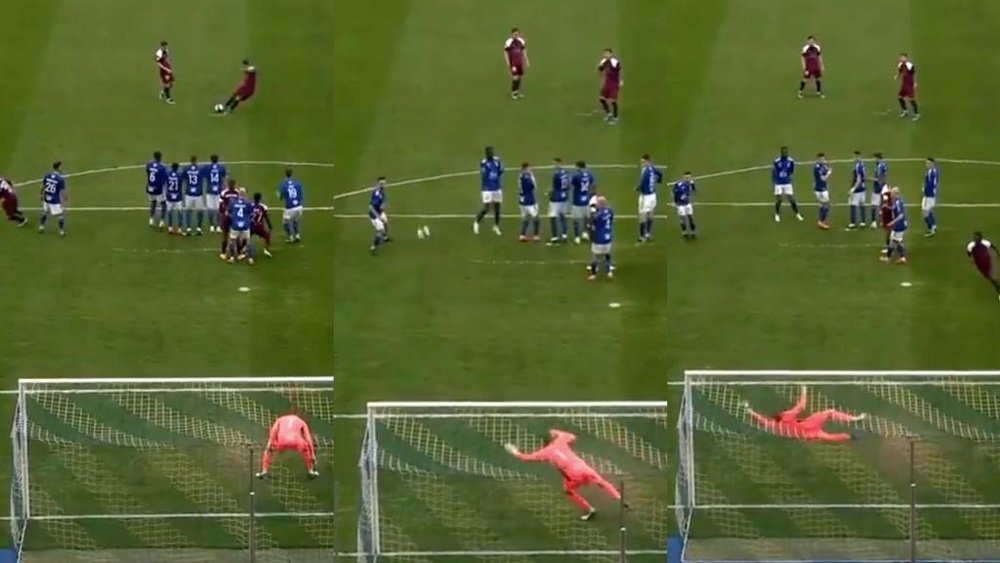 Paredes scored a beauty in today's game against Strasbourg. Screenshot/MovistarLigadeCampeones