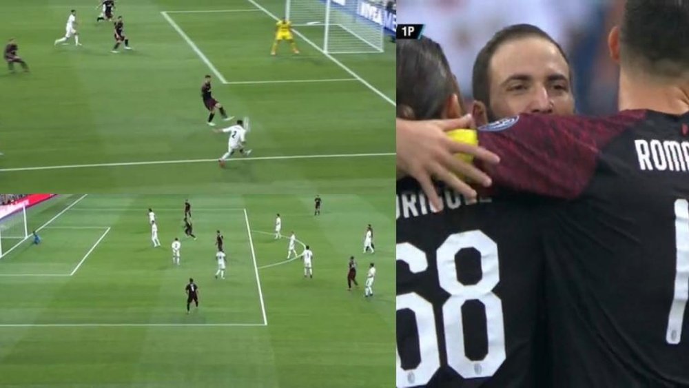 I goal di Benzema e Higuain. Captura/RealMadridTV
