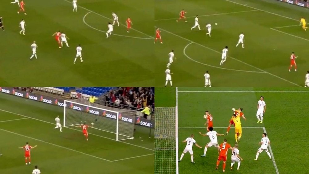 Bale chutó a puerta y la pelota acabó entrando, pero luego marcó directamente. Capturas/SkyGo