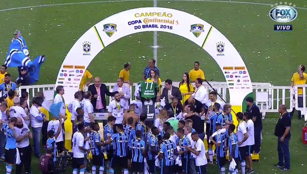 Grêmio voltou a se alçar com o título. Youtube-FoxSports