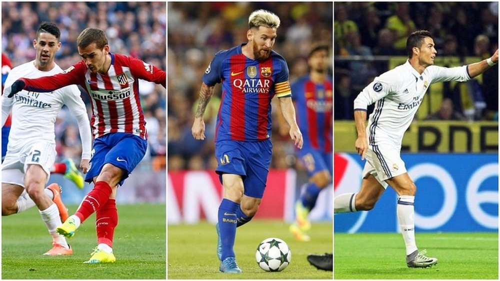 Messi, Cristiano et Griezmann. BeSoccer
