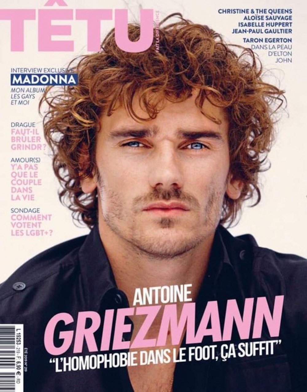 Griezmann é capa da revista Têtu. Twitter @TETUmag