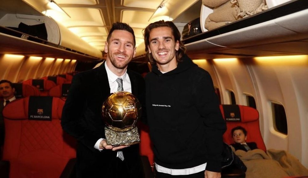 Griezmann comemora a Bola de Ouro de Messi.  Twitter/AntoGriezmann