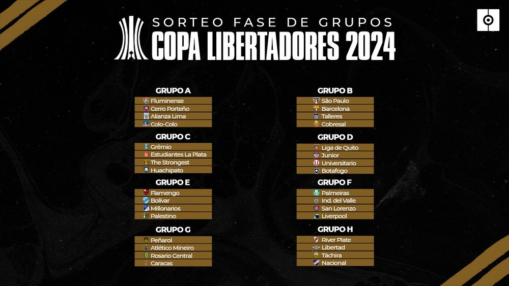 Estos son los grupos de la Copa Libertadores de 2024. AFP