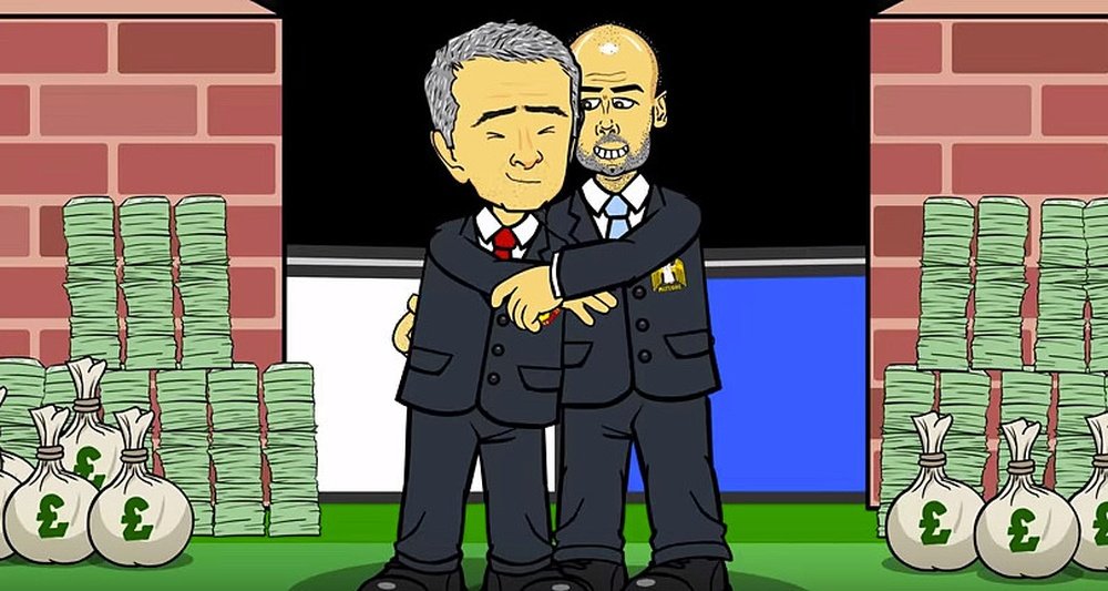 Guardiola y Mourinho, grandes protagonistas del video animado. 44oons