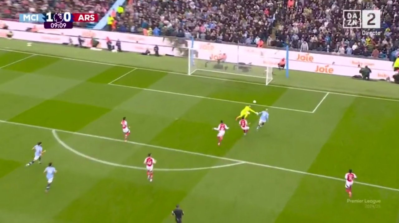 Haaland's clinical finish gave Man City the lead at the Etihad. Screenshot/DAZN