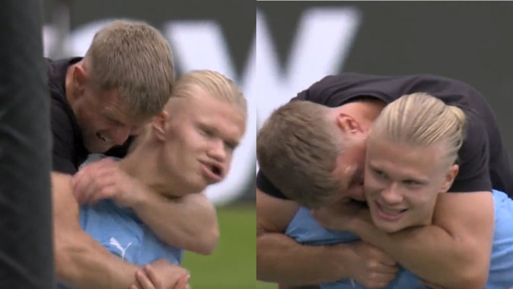 Haaland marcó, bufó del alivio ¡y un espontáneo le besó y celebró con él!