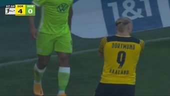 Haaland marcó el quinto del Borussia. Captura/Eleven2