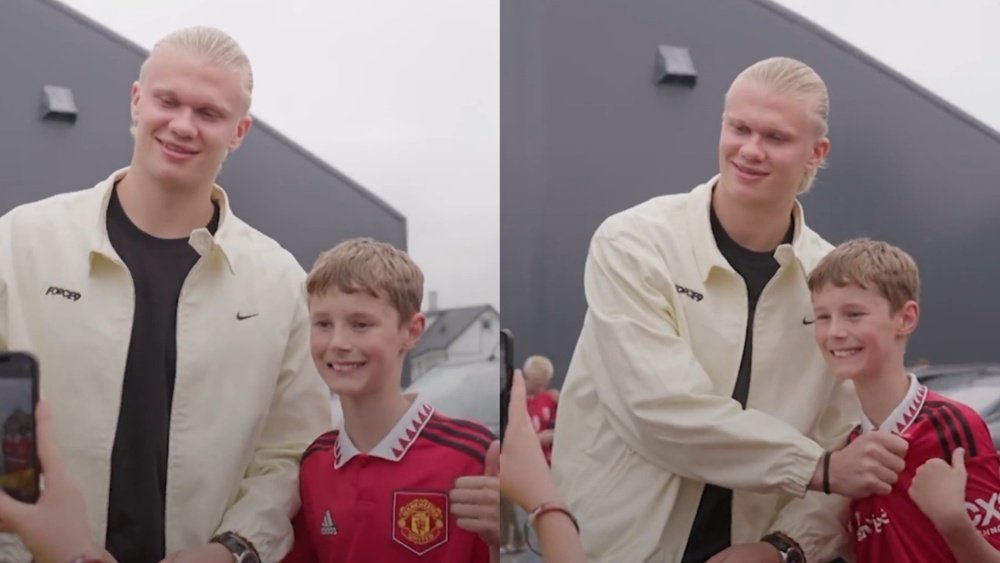 Haaland got Manchester United's fans riled up. Screenshot/tv2sport