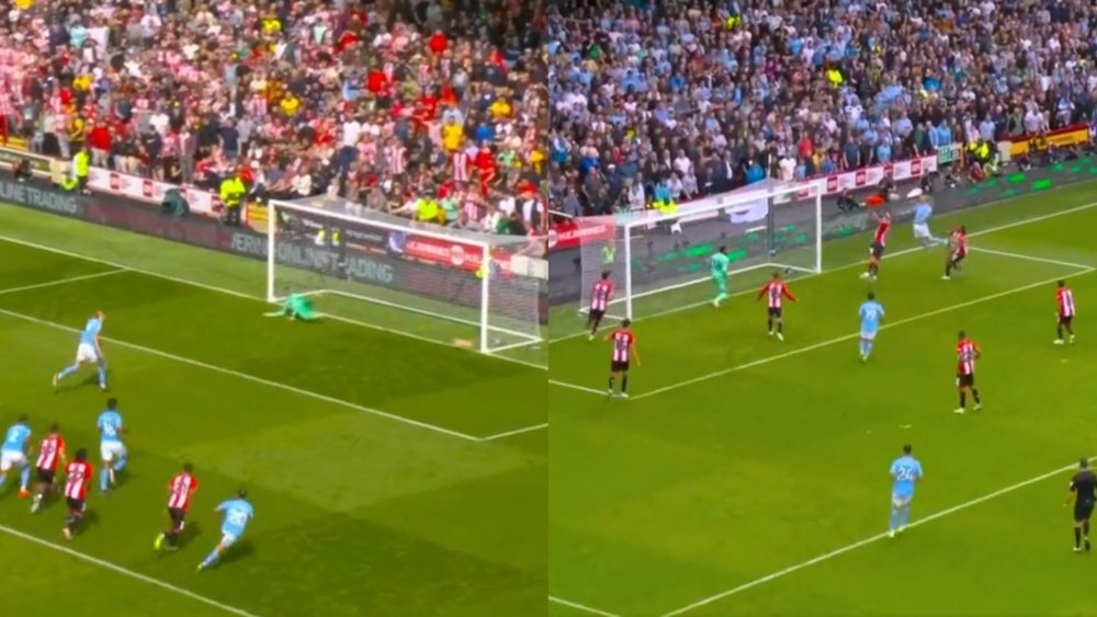 Haaland finally broke the deadlock for Manchester City. Screenshots/DAZN