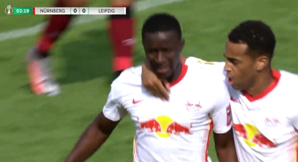 El RB Leipzig se adelantó a los tres minutos. Captura/Movistar+