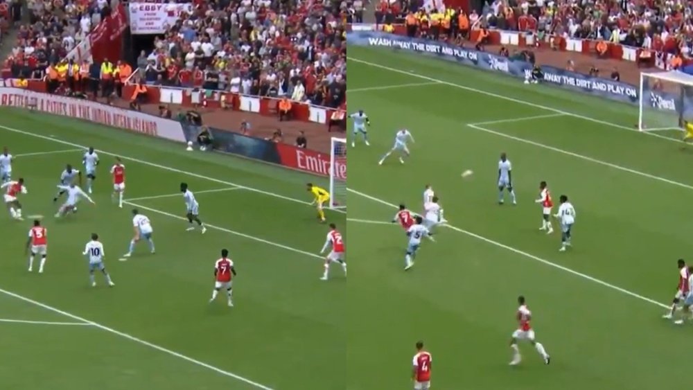 Hale End puts Arsenal ahead against Forest. Screenshot/beINSports