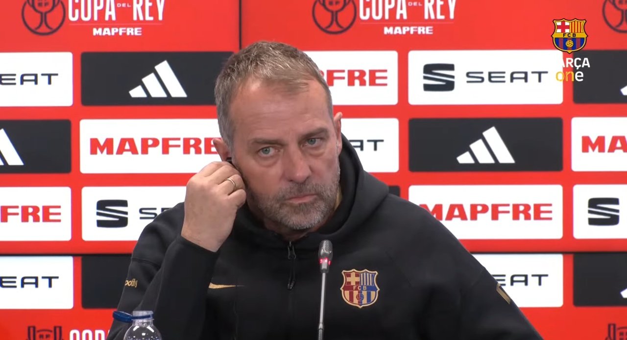 Flick compareció en rueda de prensa antes del Valencia-Barcelona. Captura/BarçaOne