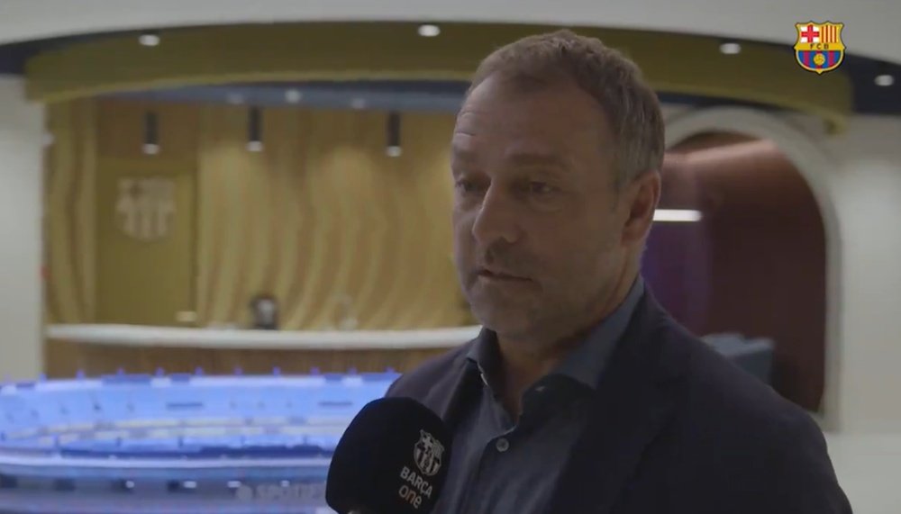 Hansi Flick, em suas primeiras palavras como treinador do Barça. Captura/FCBarcelona