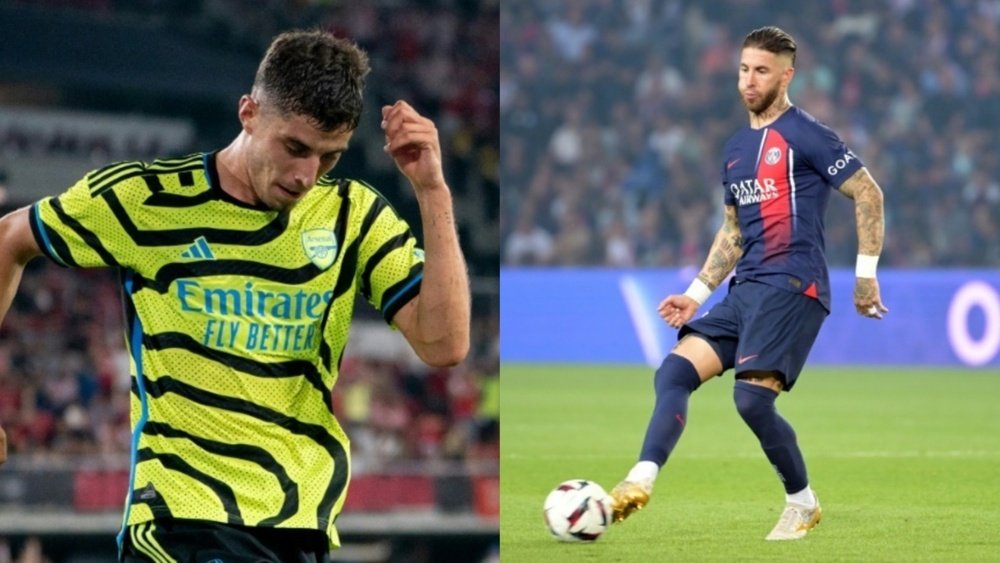Havertz (L) admitted that Sergio Ramos (R) has been his toughest opponent in his career. AFP