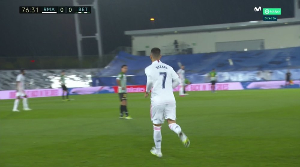 Hazard returned to play against Betis. Captura/MovistarLaLiga