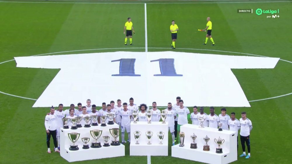 Así fue el homenaje del Madrid a Gento en el Bernabéu. Captura/MovistarLaLiga