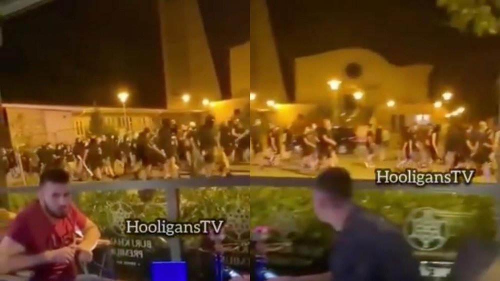 Bélica imagen en Zagreb. Capturas/HooligansTV