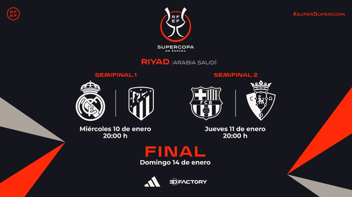 RFEF divulga o calendário da Supercopa da Espanha 2024