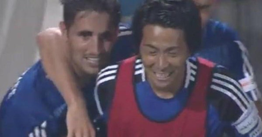 Hugo Vieira célèbre son but marqué face à Sanfrecce Hiroshima. Twitter