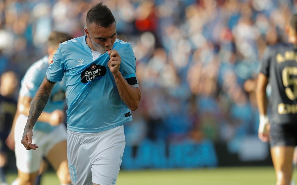 Iago Aspas besó la primera victoria de LaLiga EA Sports 2024-25. EFE