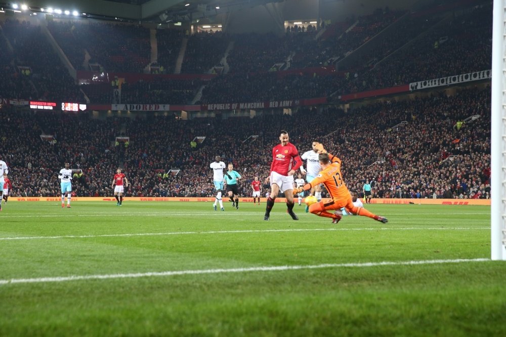 Ibrahimovic fires past Adrian for United's first goal. ManUtd