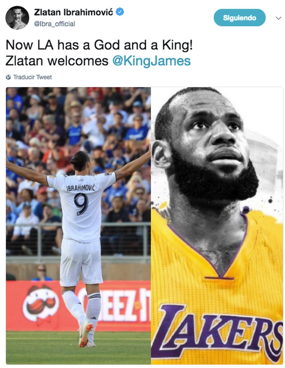 Le Dieu souhaite la bienvenue au Roi. Twitter/ibra-official
