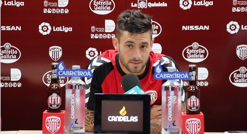 Igor Martínez, centrocampista del CD Lugo, durante una rueda de prensa. CDeportivoLugo