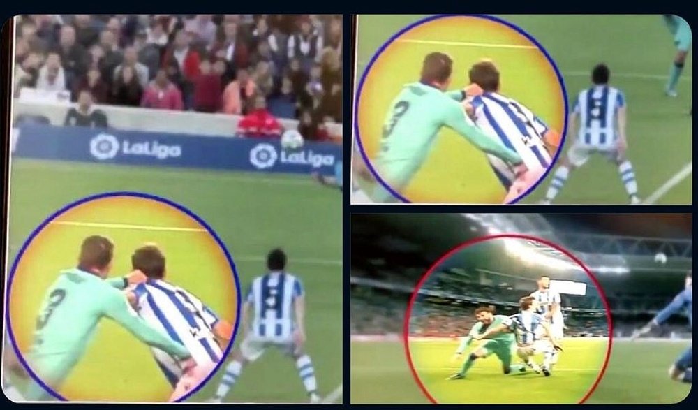 La Real Sociedad compartió otras imágenes del supuesto penalti. Twitter/RealSociedad