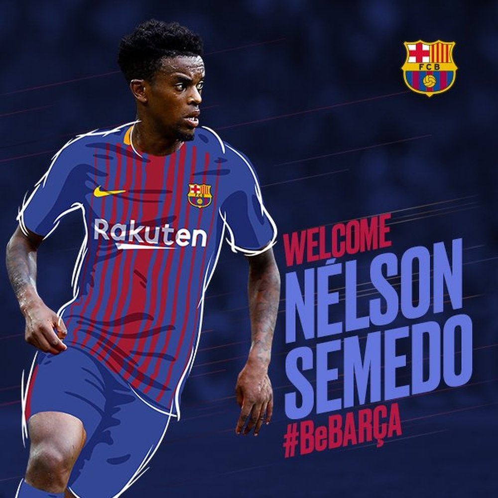 Nelson Semedo joins Barcelona. Twitter/FCBarcelona