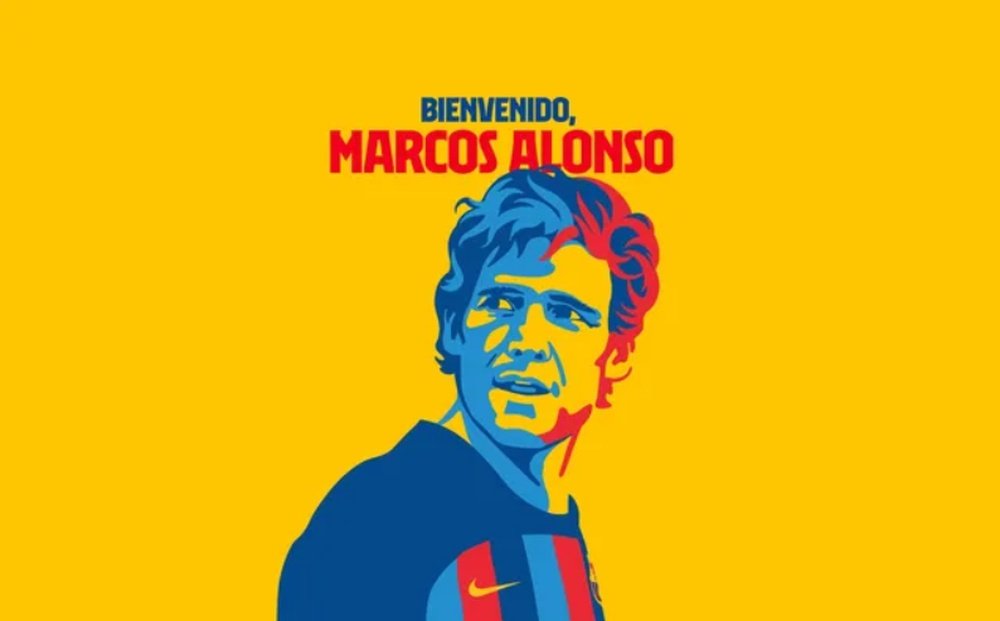 Arte para a oficialização de Marcos Alonso.FCBarcelona