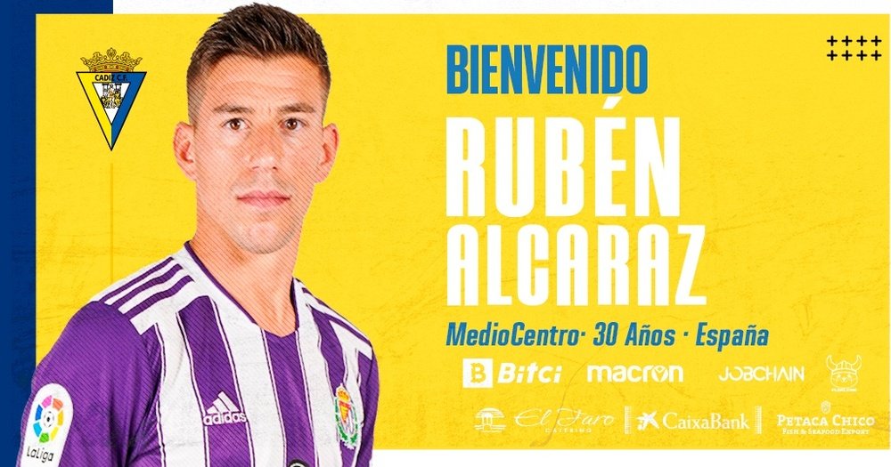 Rubén Alcaraz terminará la temporada en el Cádiz. Twitter/Cadiz_CF