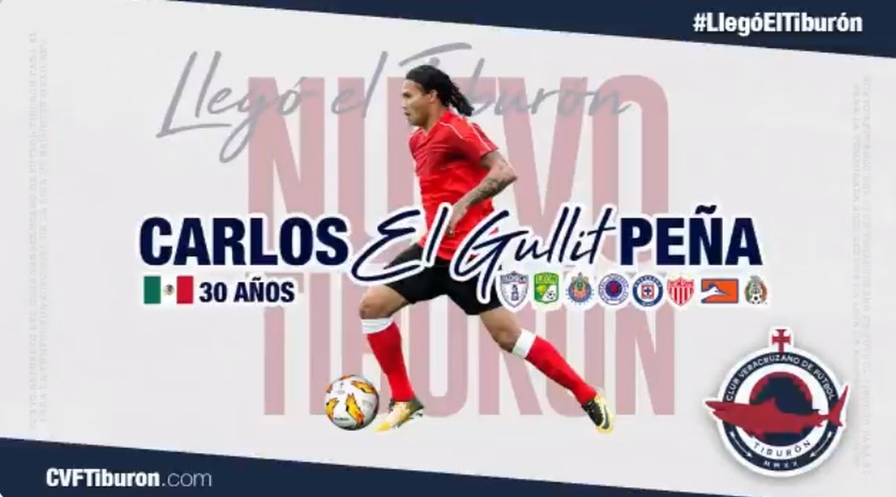 Gullit Peña seguirá su carrera en la Liga de Balompié Mexicano. Twitter/CVFTiburon
