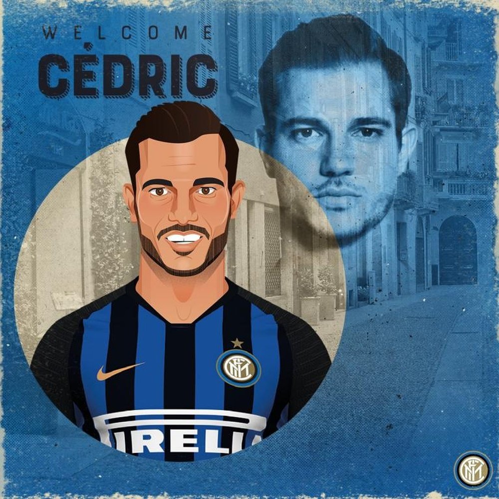 Cedric Soares foi confirmado no Inter. Twitter/Inter_es