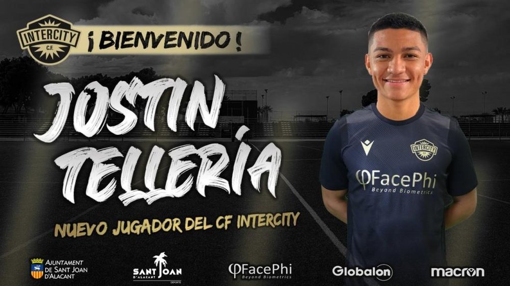 Jostin Tellería jugará esta temporada en el Intercity. Twitter/CFIntercity