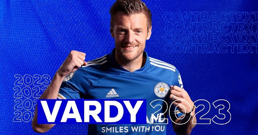 Vardy renova com o Leicester até 2023. Twitter/LCFC