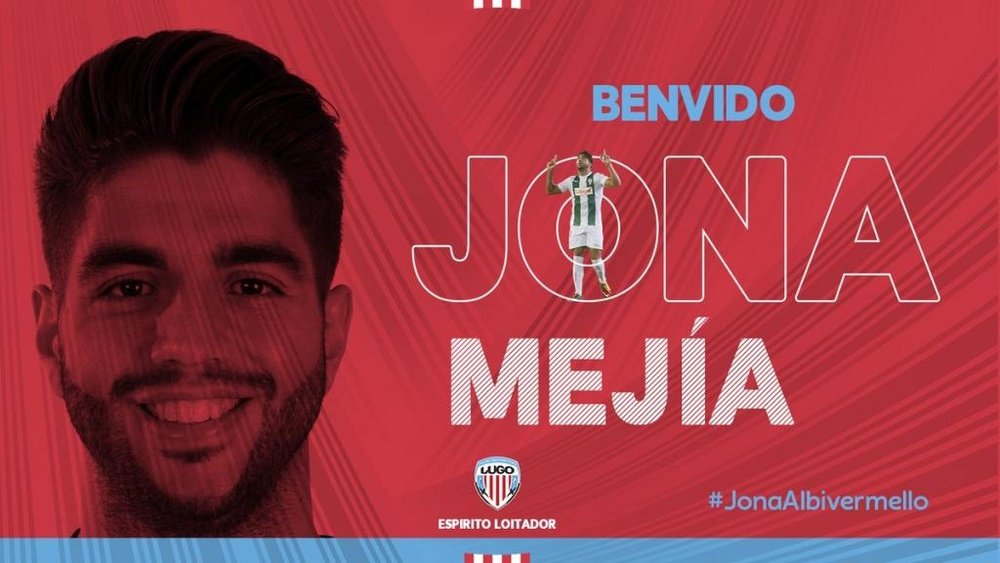 Jona Mejía jugará cedido este curso en el Lugo. Twitter/CDeportivoLugo