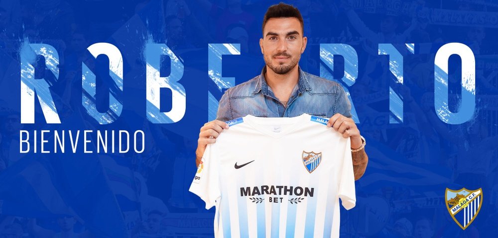 Roberto ocupará, al menos por un año, el hueco de Kameni. Twitter/MalagaCF