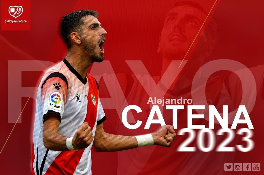 Catena seguirá en el Rayo hasta 2023. Twitter/RayoVallecano
