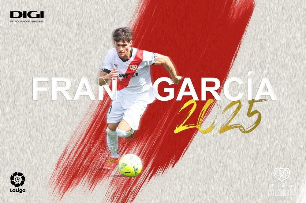 Fran García finalmente se quedará en el Rayo. Twitter/RayoVallecano