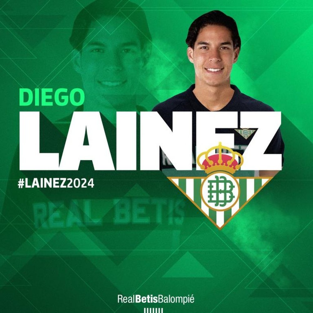 Lainez ya es jugador del Betis. Twitter/RealBetis