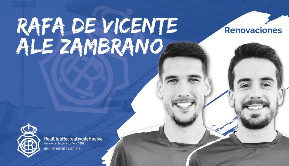 Rafa de Vicente y Ale Zambrano seguirán otro año en el Recre. Twitter/RecreOficial
