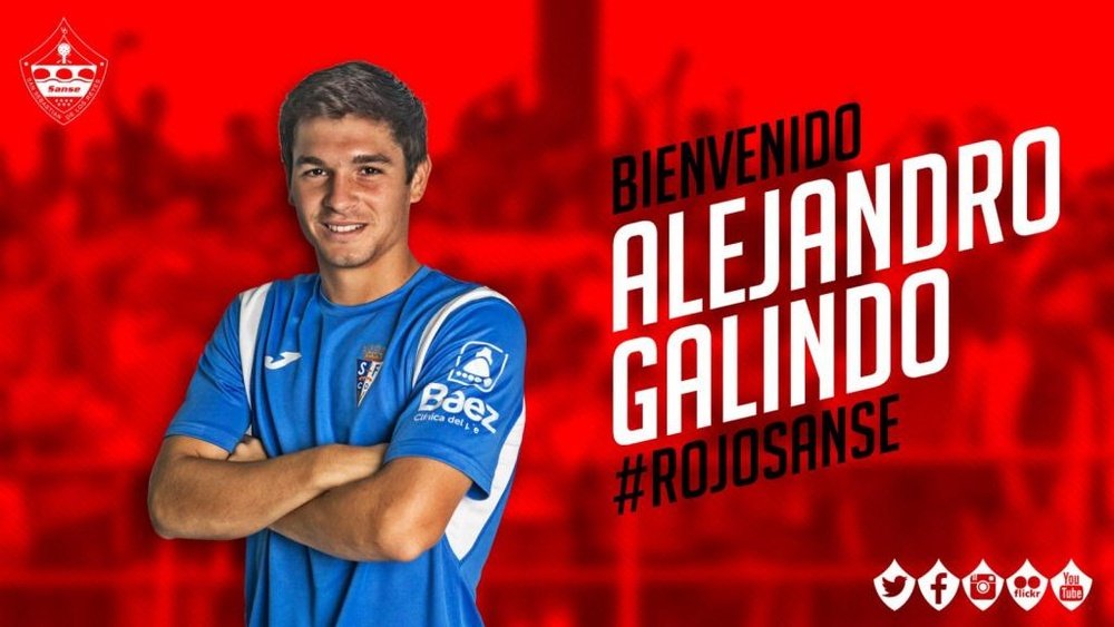 Alejandro Galindo jugará en el Sanse esta temporada. Twitter/UDSanse