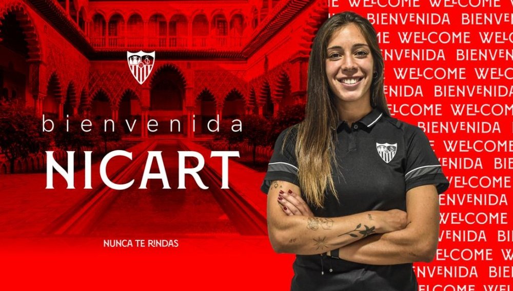 Paula Nicart jugó el pasado curso en el Espanyol. Twitter/SevillaFCFemenino