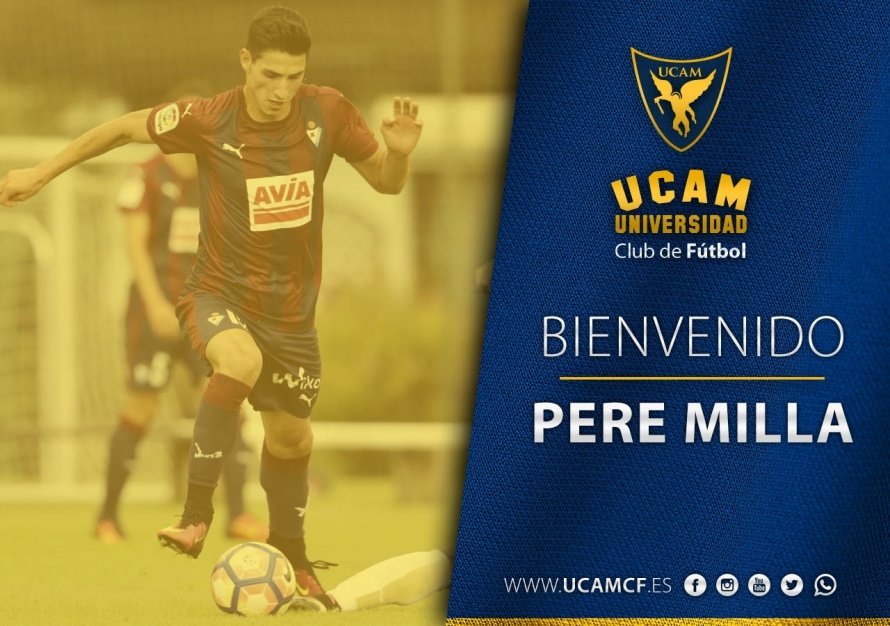 Imagen con la que el UCAM Murcia dio la bienvenida en su web y las redes sociales a su nuevo jugador, Pere Milla. UCAMDeportes