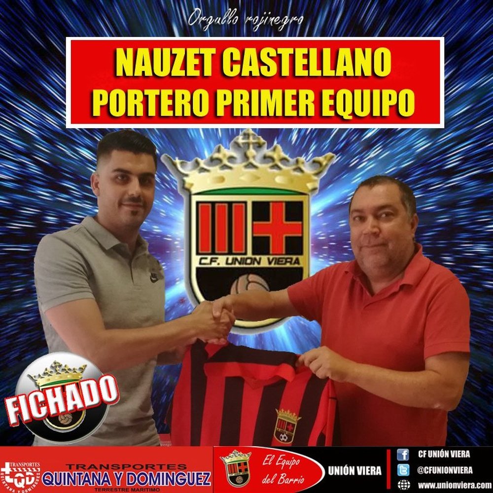 Nauzet Castellano jugará en el Unión Viera. Twitter/CFUnionViera